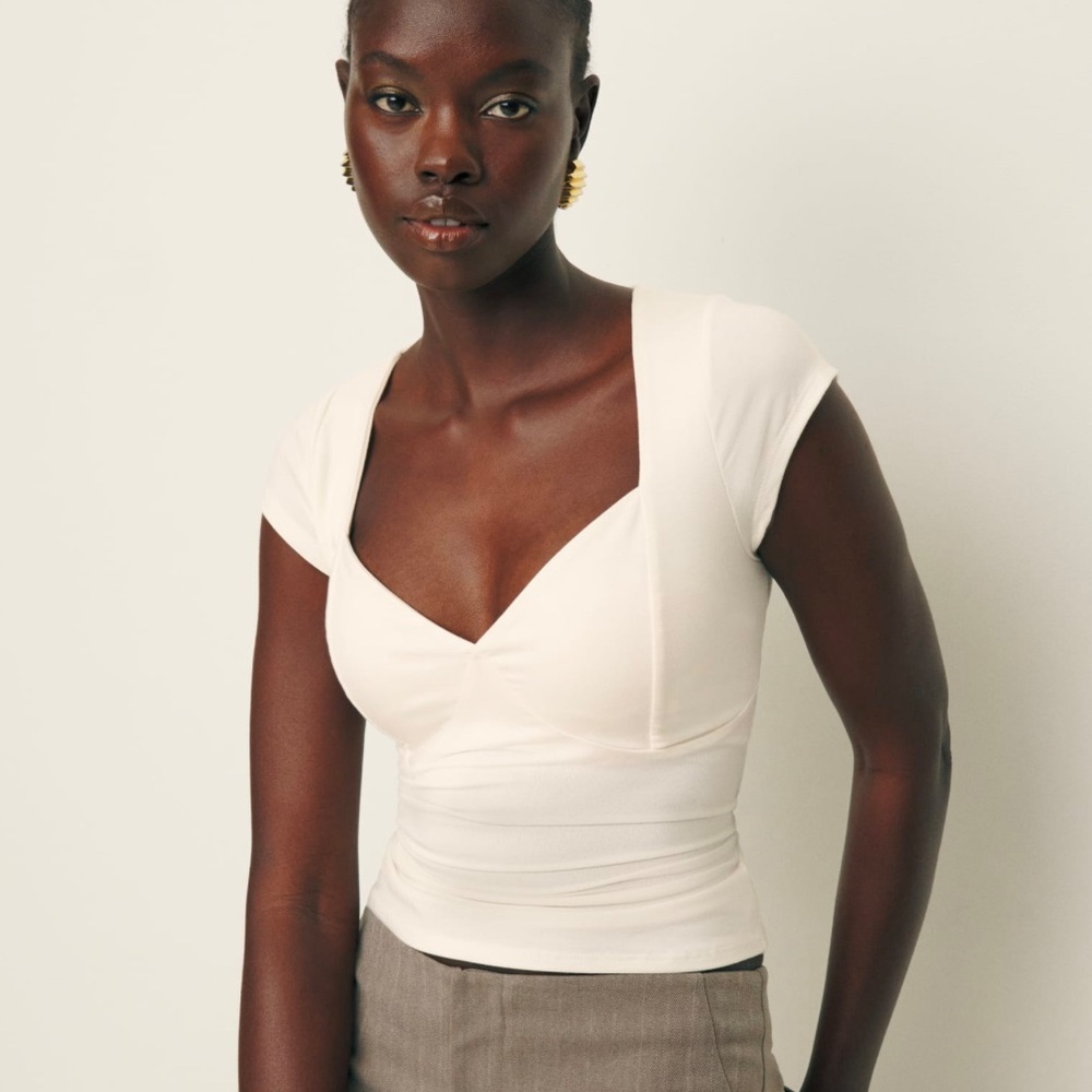 Reformation White Fitted Bustier Bodysuit